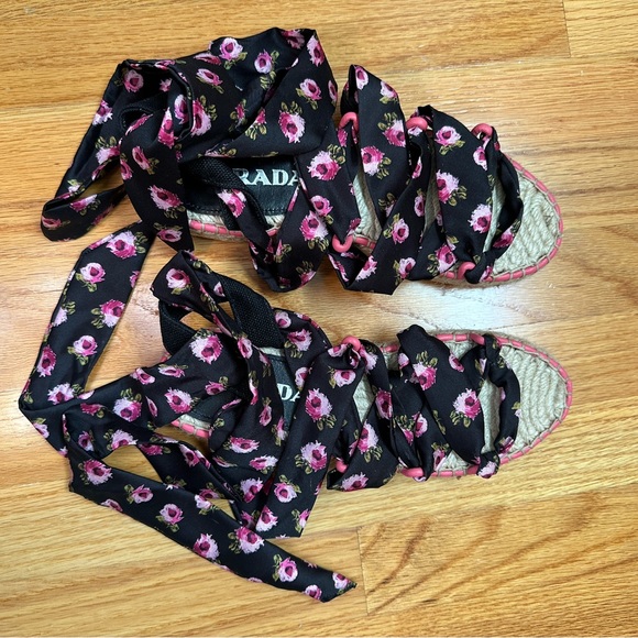 Prada Floral wrap around espadrilles size 38 - Picture 4 of 5